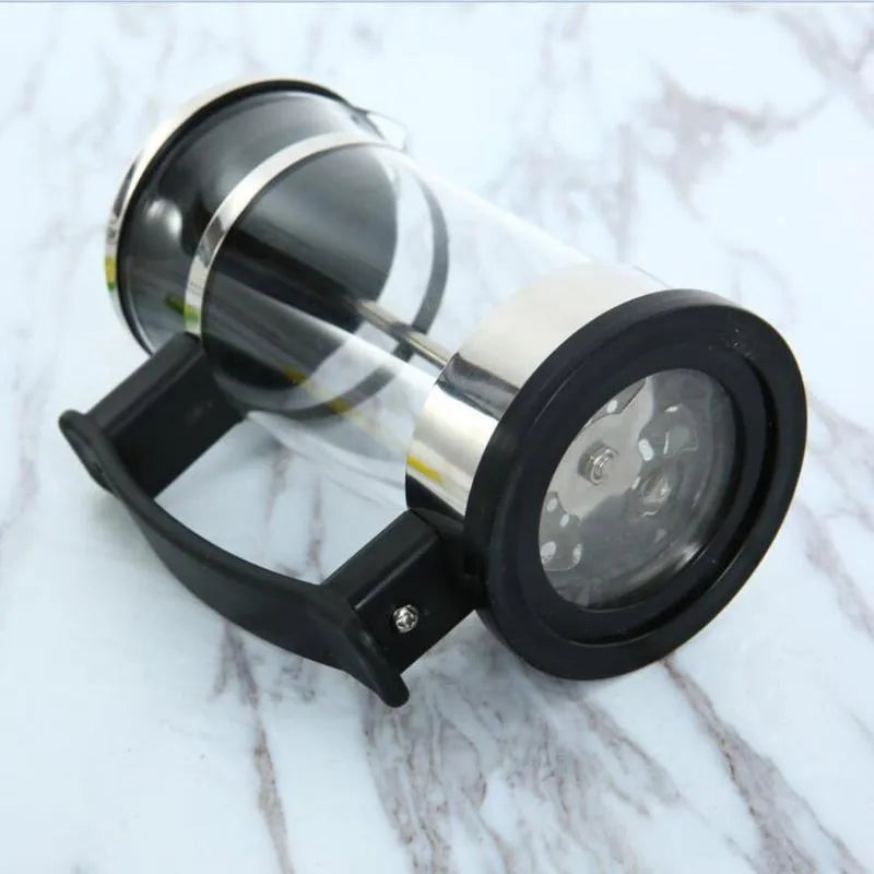 Glass manual pour-over coffee maker with stainless steel filter and separate glass flask, 350ml capacity.