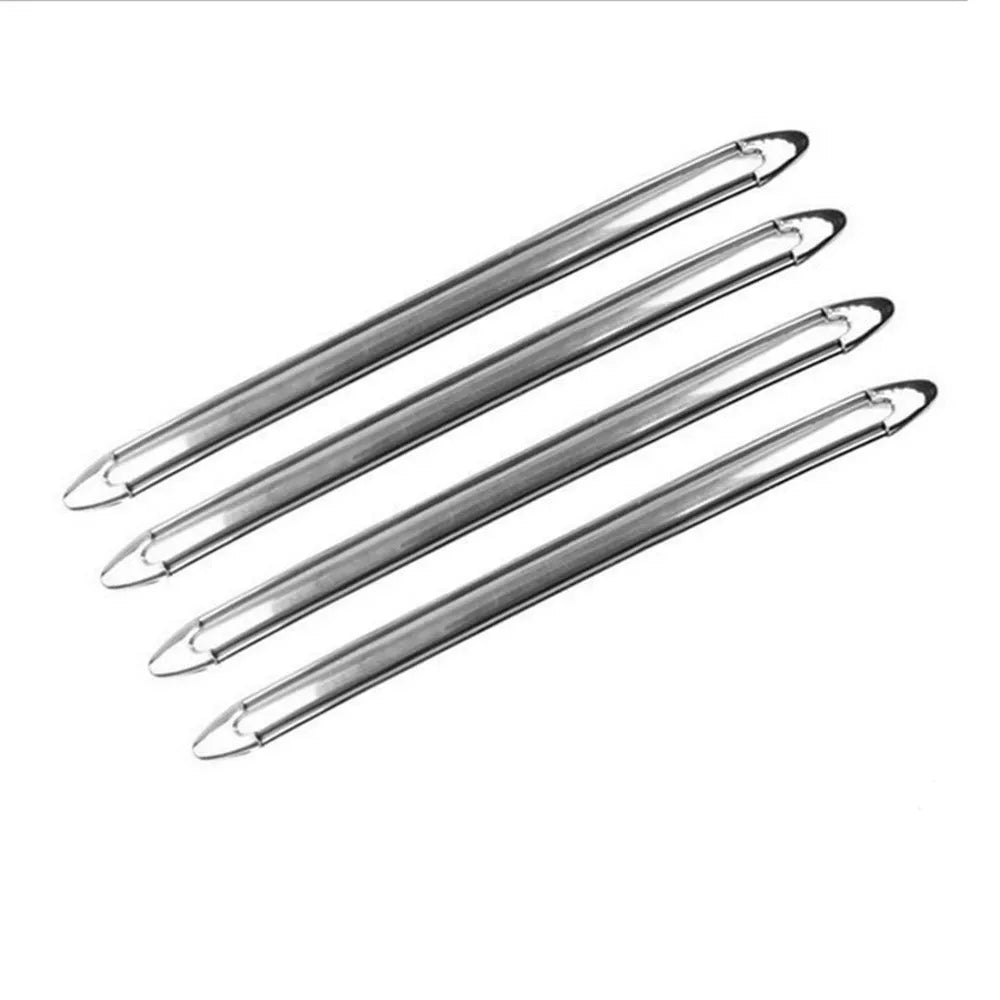 Silver car bumper protector strip set 4 pieces 41cm length 2.5cm width universal fit