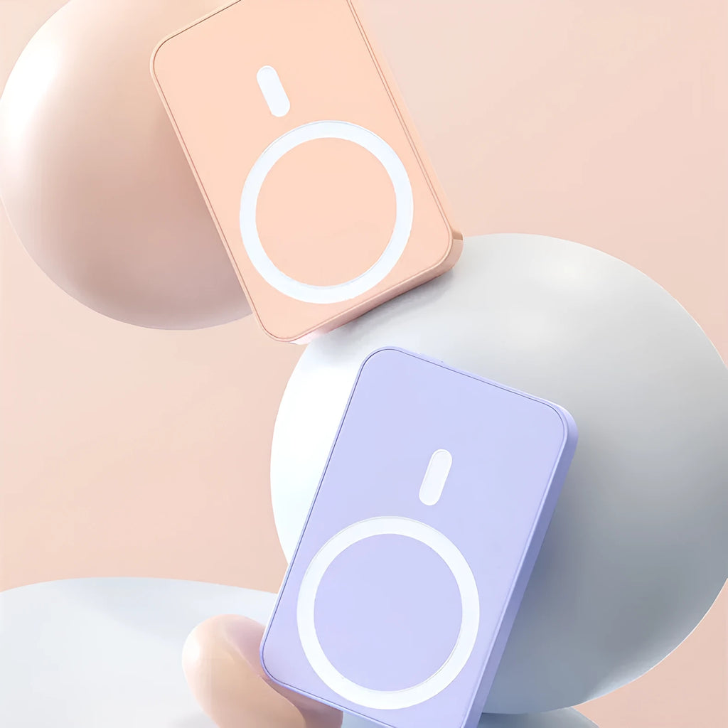 Pink purple white plastic magnetic wireless power bank 20000mAh 20W charger 100x64x18mm