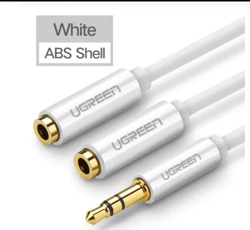 20cm 3.5mm audio cable with gold-plated connectors in black, grey or white colour options