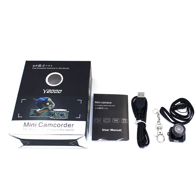 HD compact body camera in black with Mini 8 Pin USB port and Micro SD card slot