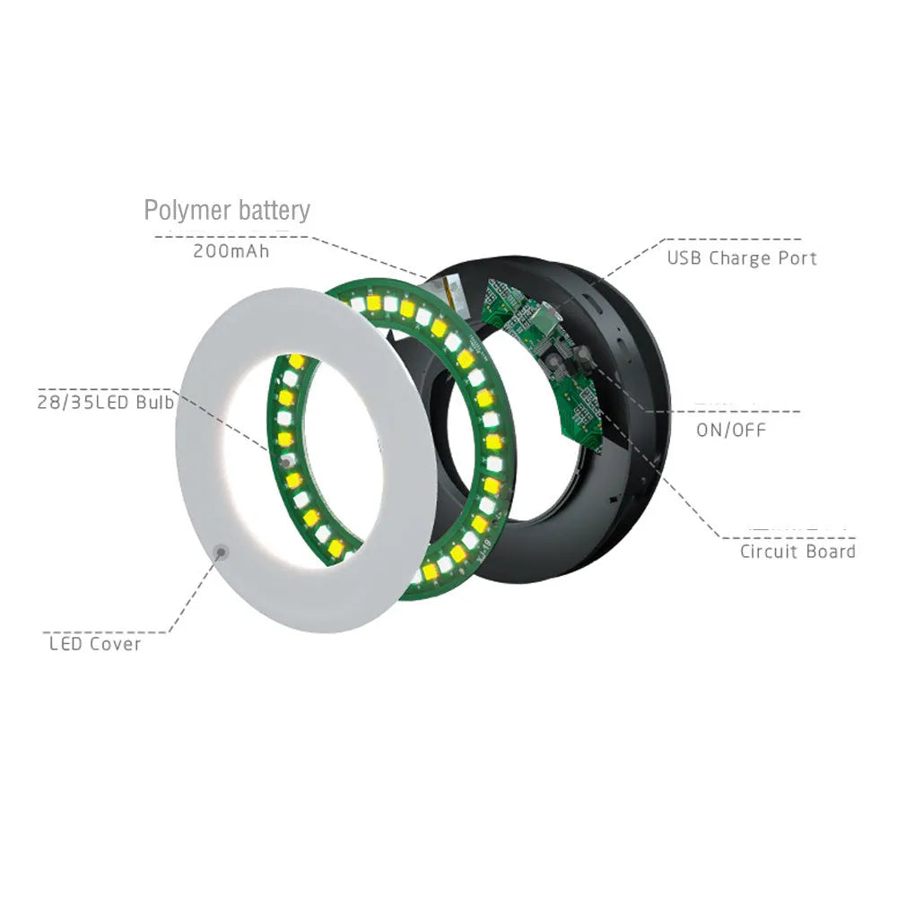 Black USB rechargeable LED selfie ring light for mobile phone photography