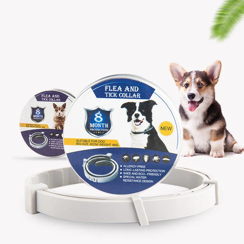 Pet anti-mosquito collar for cat or dog, adjustable waterproof insect repellent in TPR silicone, 65cm dog and 38cm cat sizes