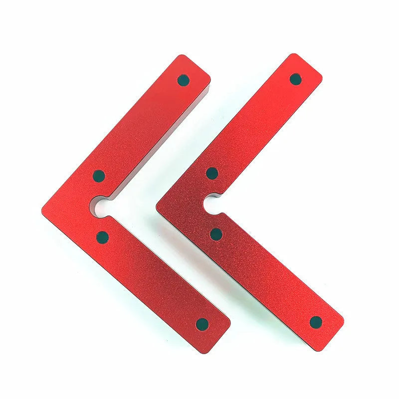 Aluminium woodworking right angle positioning block with measurement scale for 90 degree cuts