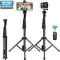 Black selfie stick tripod with 5 sections, aluminium alloy, shrink height 45cm, compatible with iPhone