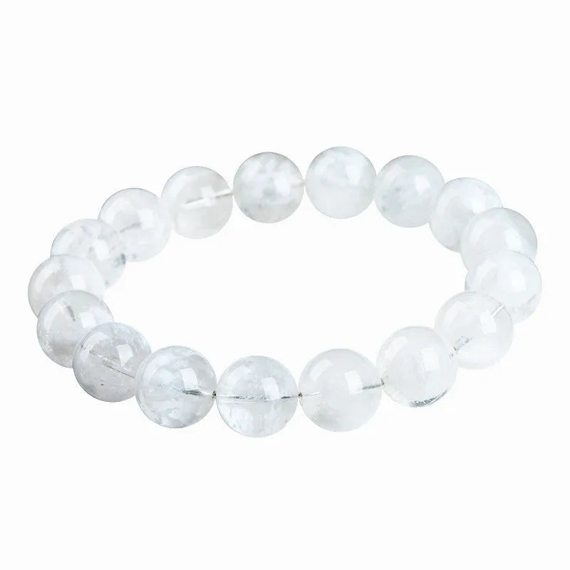 Women's crystal bracelet with natural blizzard snowflake round beads in geometric shape with Ruyi and Xiangyun design elements
