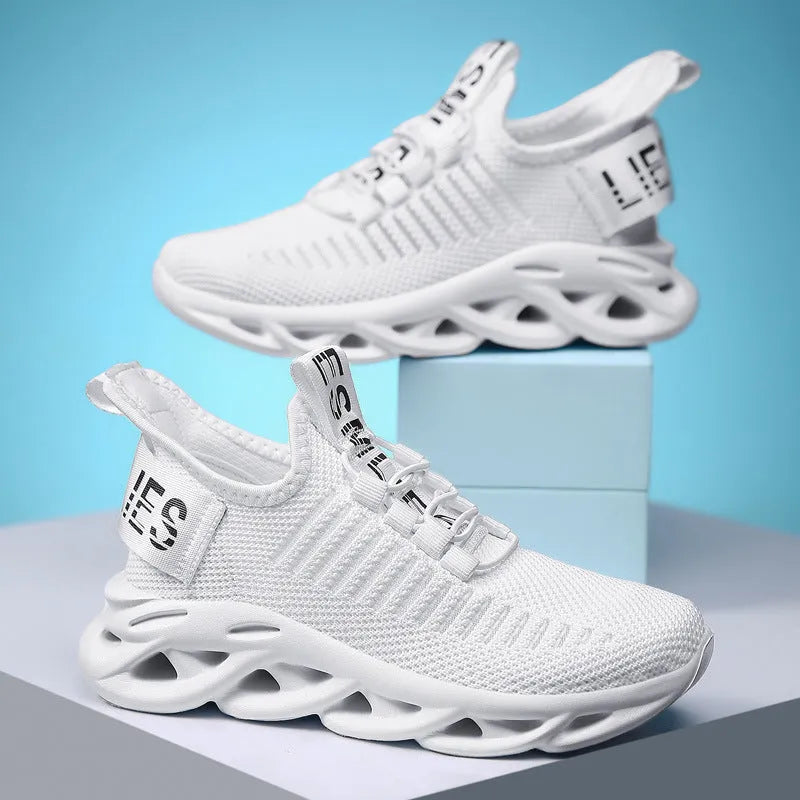 Children's street style sneakers with Velcro straps in black, khaki, or white colours
