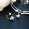 Korean style women's heart-shaped stud earrings with alloy construction and electroplating finish
