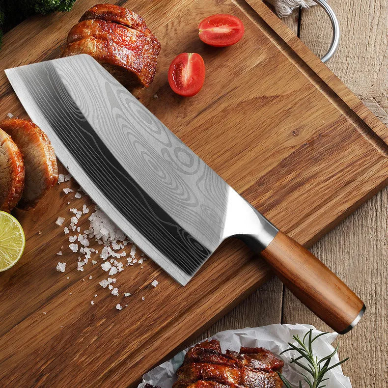 Stainless steel kitchen knife with 320mm blade length and 40cr13 steel construction