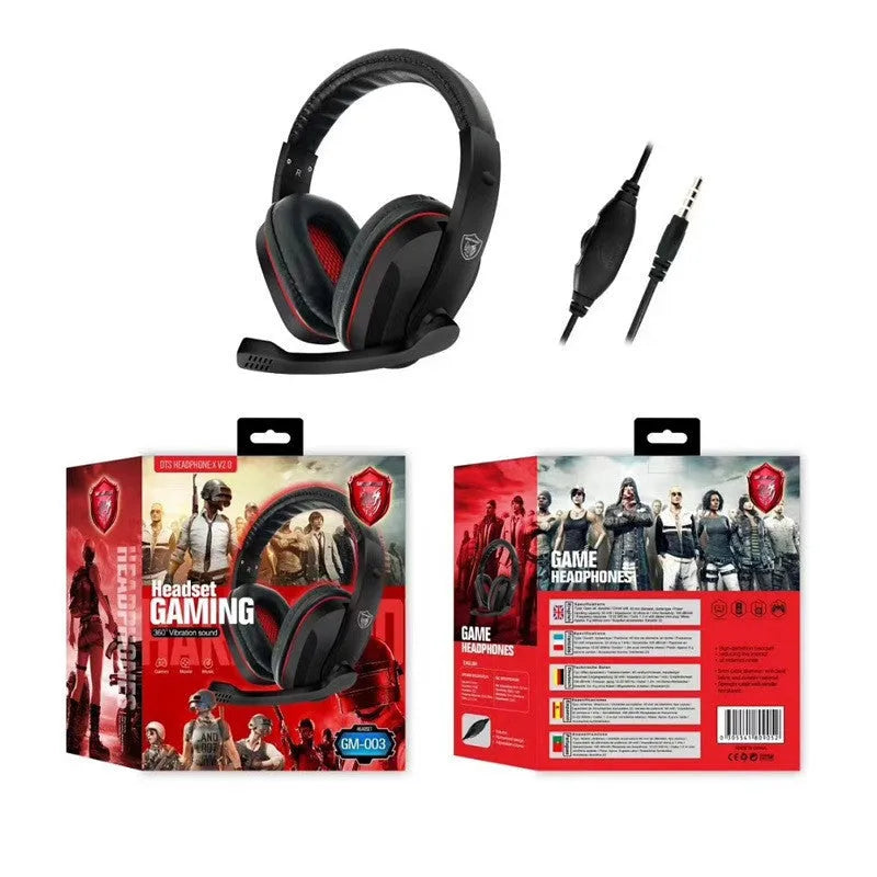 Black wired gaming headset with 40mm speakers and a 6.3mm straight plug on a 1.2m cable.