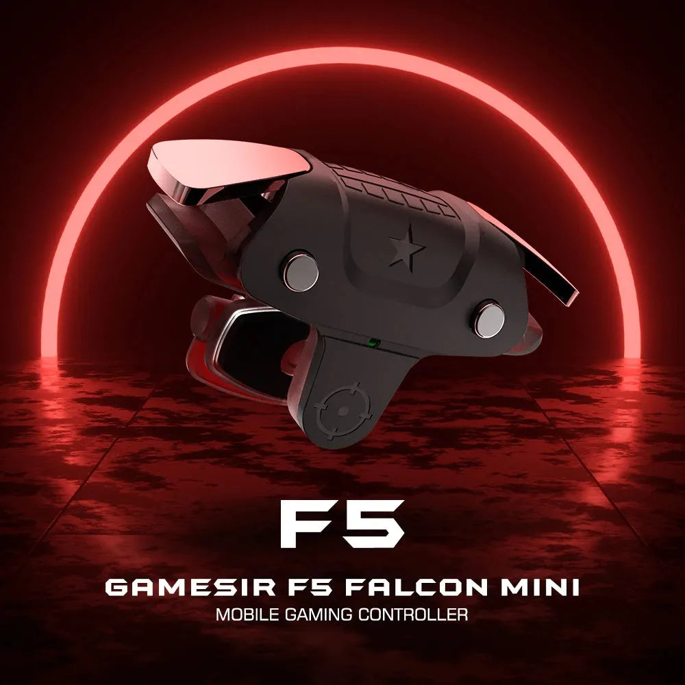 Black F5 mobile game controller measuring 5cm with wireless connectivity for smartphone gaming