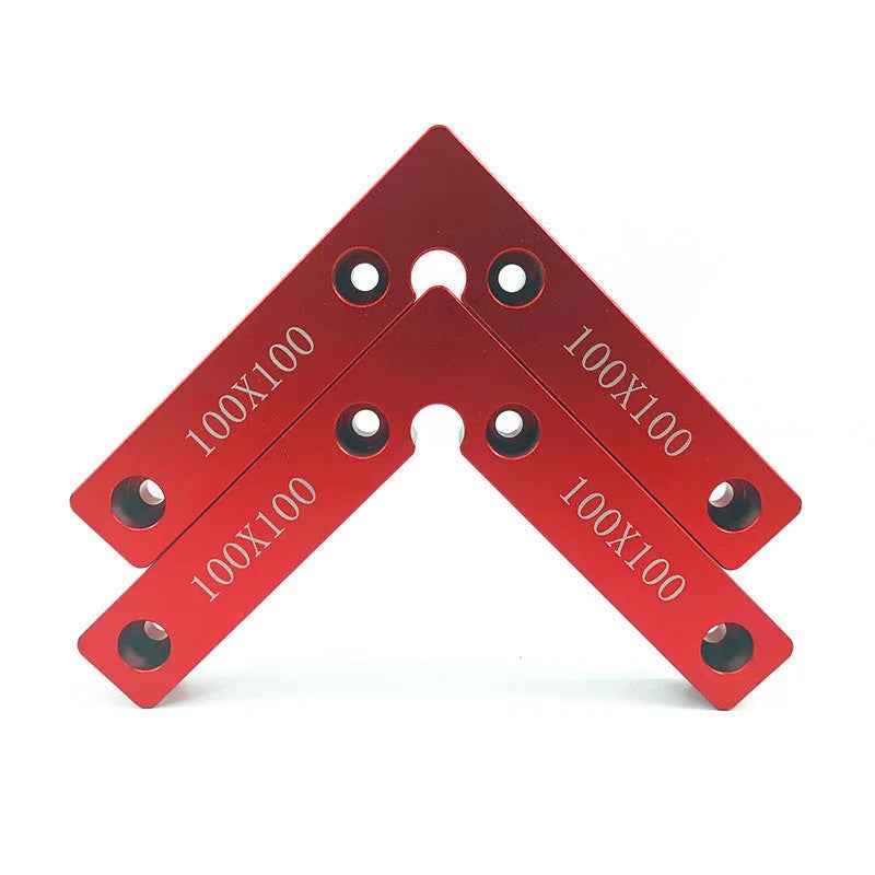Aluminium woodworking right angle positioning block with measurement scale for 90 degree cuts