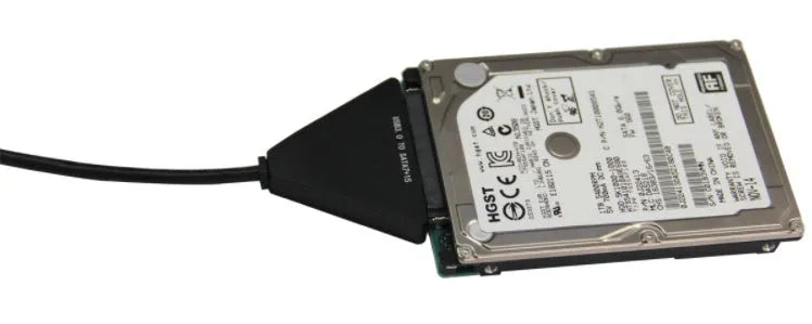 Black USB 3.0 to SATA adapter cable for connecting 2.5-inch and 3.5-inch hard drives to computers