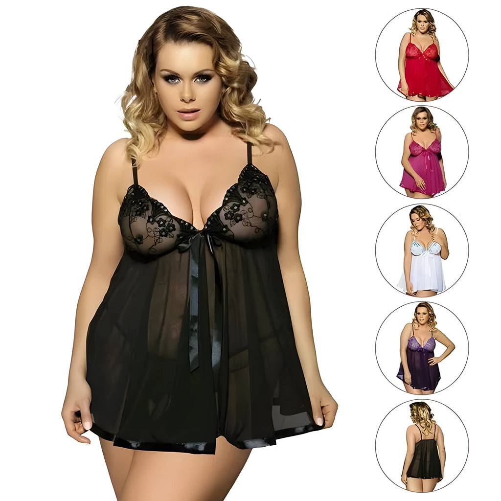 Women's purple mesh sling dress sleepwear with lace trim, seamless construction