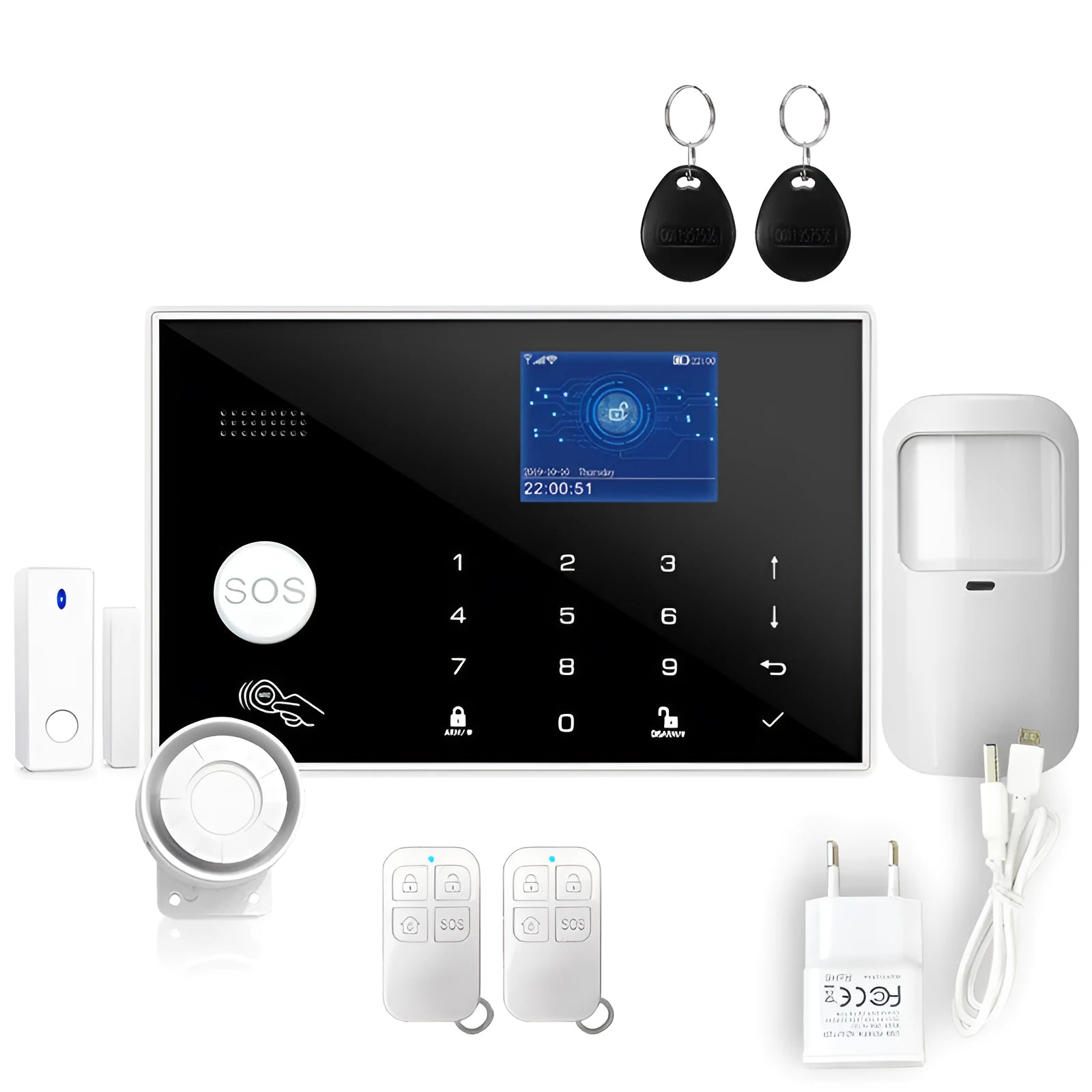 ER G30 intelligent WiFi and GSM burglar alarm host unit for wireless home security systems.