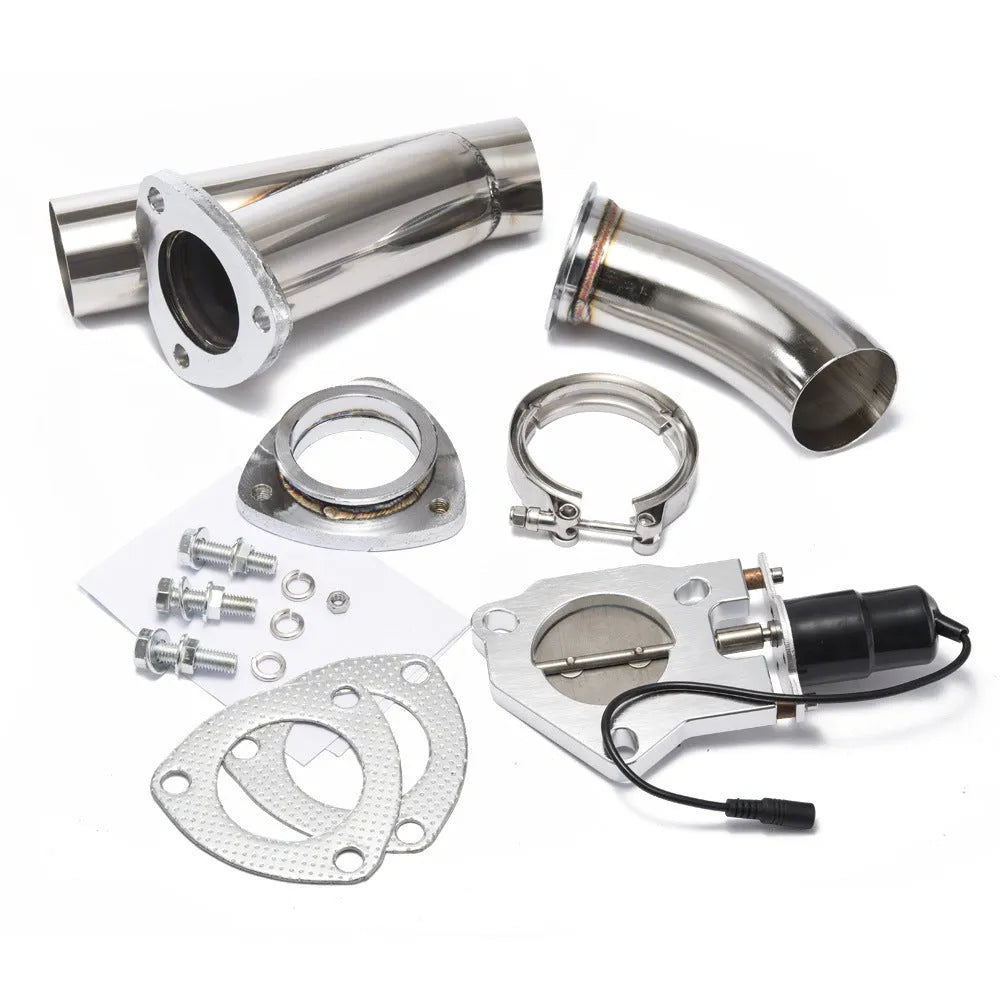 Car electronic exhaust cut-out kit with toggle switch, T-304 stainless steel piping and CNC aluminium motor