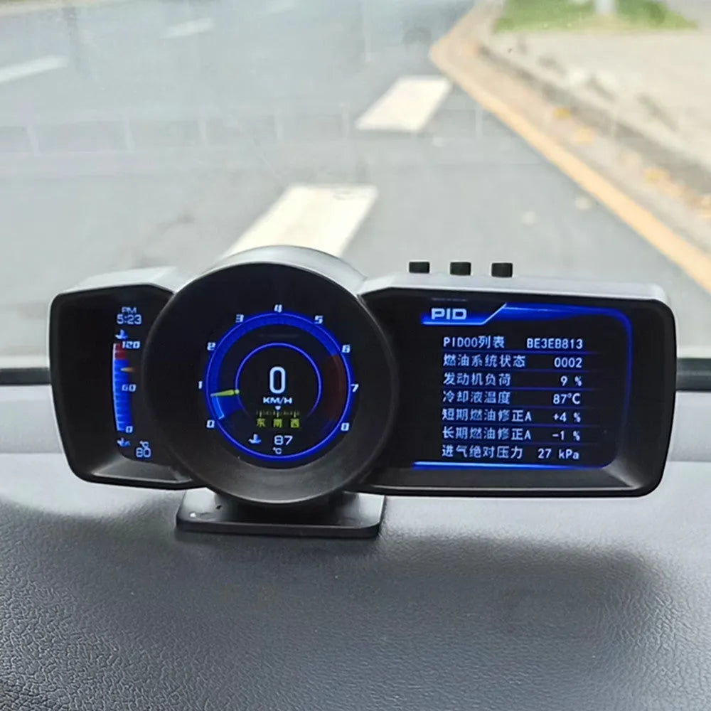 A600 OBDII monitor driving computer with HD display showing GPS and instrument data