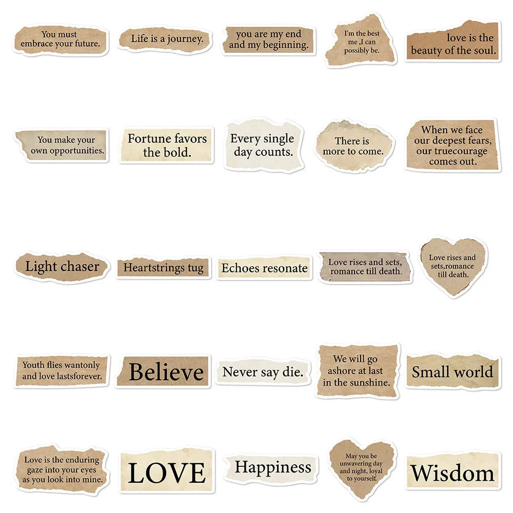 Tear English decorative stickers for laptops in PVC material measuring 4-7cm