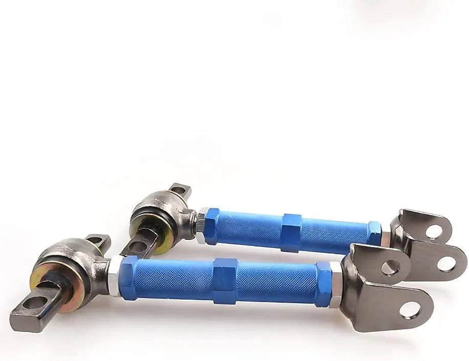 Blue and red aluminium alloy rear pull rods for Honda Civic EP3 ES suspension modification.