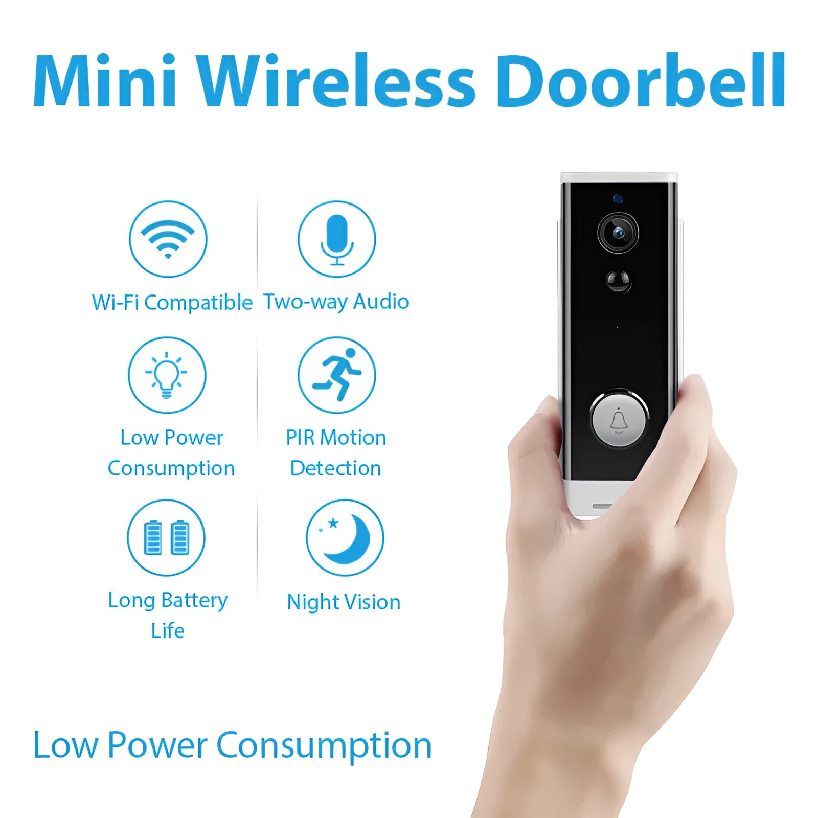 White network wireless video intercom camera wall-mounted with 1080p resolution and 2.8mm lens for indoor monitoring
