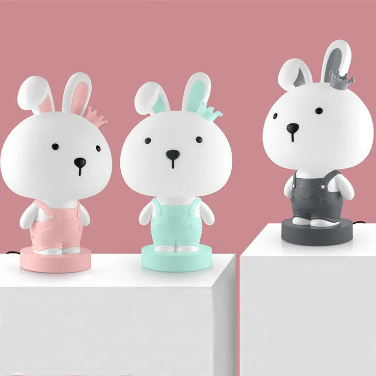 Cartoon animal table lamp in bear, cattle, rabbit, or tiger designs with LED light and plastic shade