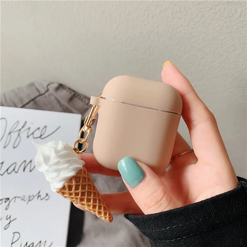 Colourful cylinder ice cream design silicone protective case for Apple AirPods 2 wireless earbuds