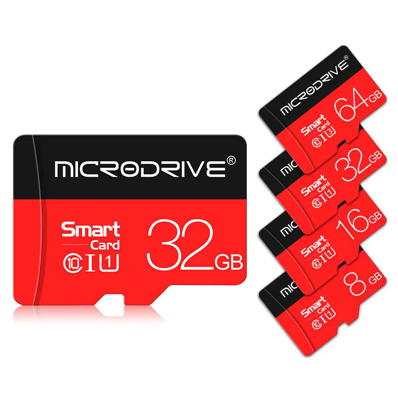 TF micro-SD memory card Class 10 with capacities 4GB to 256GB and an SD card holder for camera drone or smartphone
