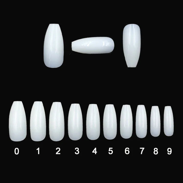 Clear natural French tip false nails in 10 different sizes, 500-piece pack with ABS material