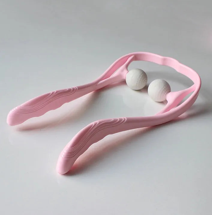 Plastic pressure point therapy massager in blue colour showing adjustable width and 3D floating point design