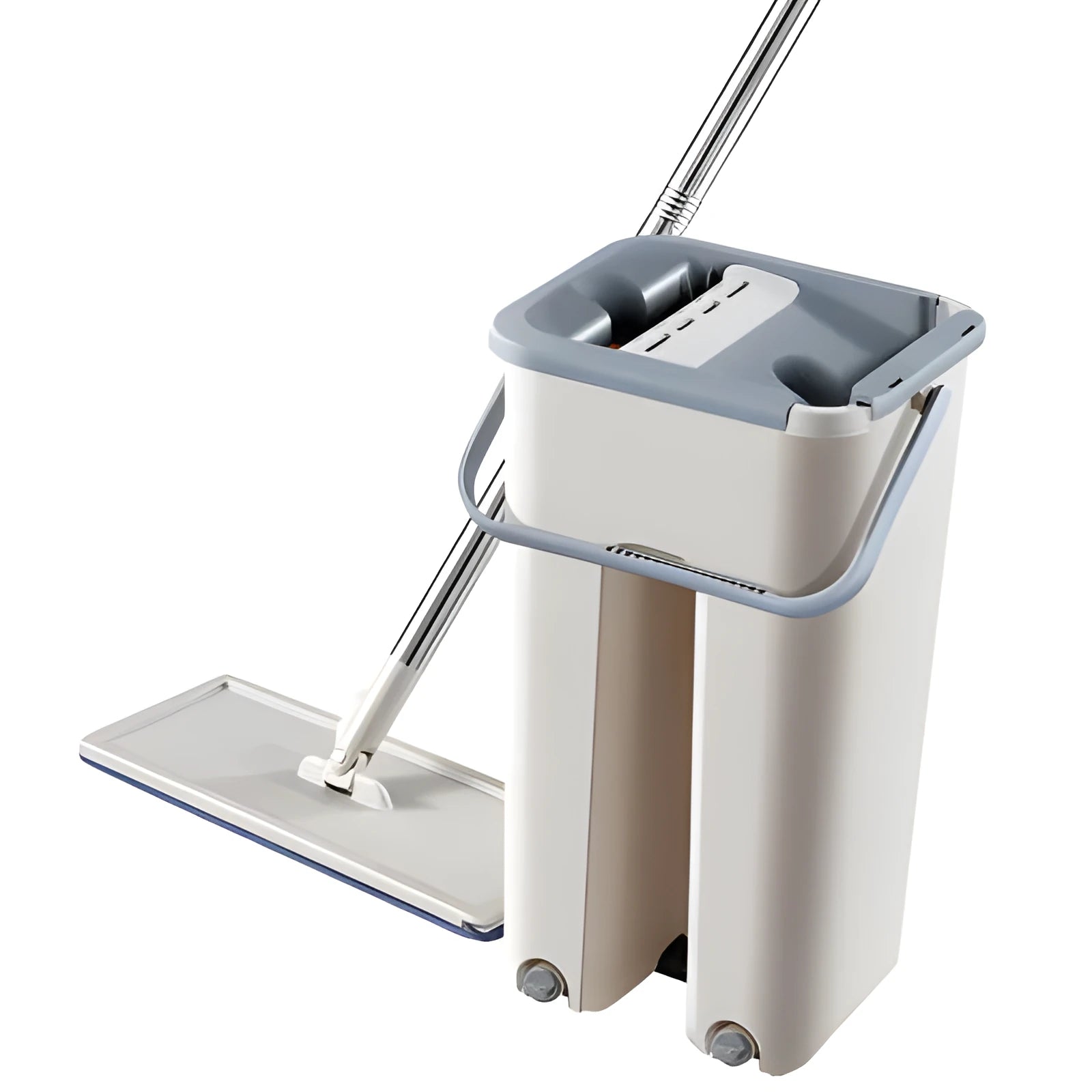 Home kitchen wooden floor lazy mop with 360-degree rotating microfiber flat mop head and bucket