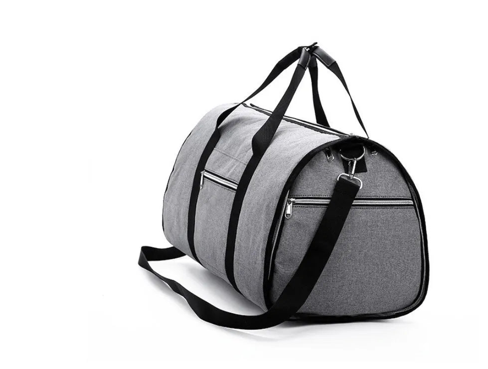 Cylinder-shaped travel bag in Oxford cloth with zipper opening and internal pocket