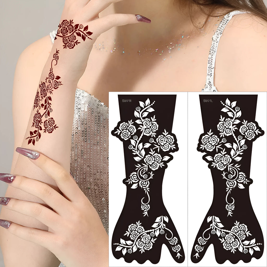 Creative all-match hollow template tattoo sticker with geometric three-dimensional paper carving design