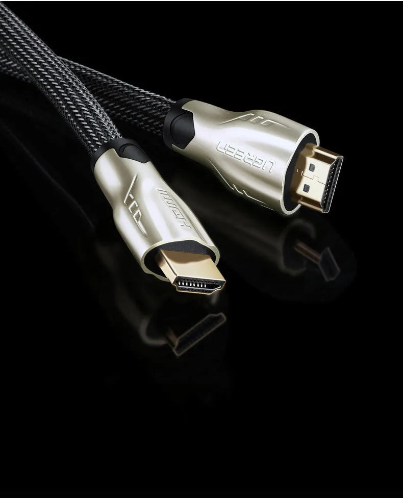 A 5-metre long black HDMI cable with gold-plated connectors, coiled on a white background.