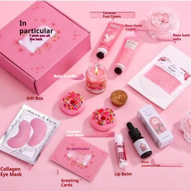 Boxed aromatherapy candle gift set with various modern soy wax designs including pink and sunflower themes.