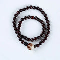 Natural rosewood bracelet with double-ring design, retro floral beads, 10mm, unisex