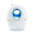 White columnar household mute air disinfection humidifier with single fog outlet on a wooden table