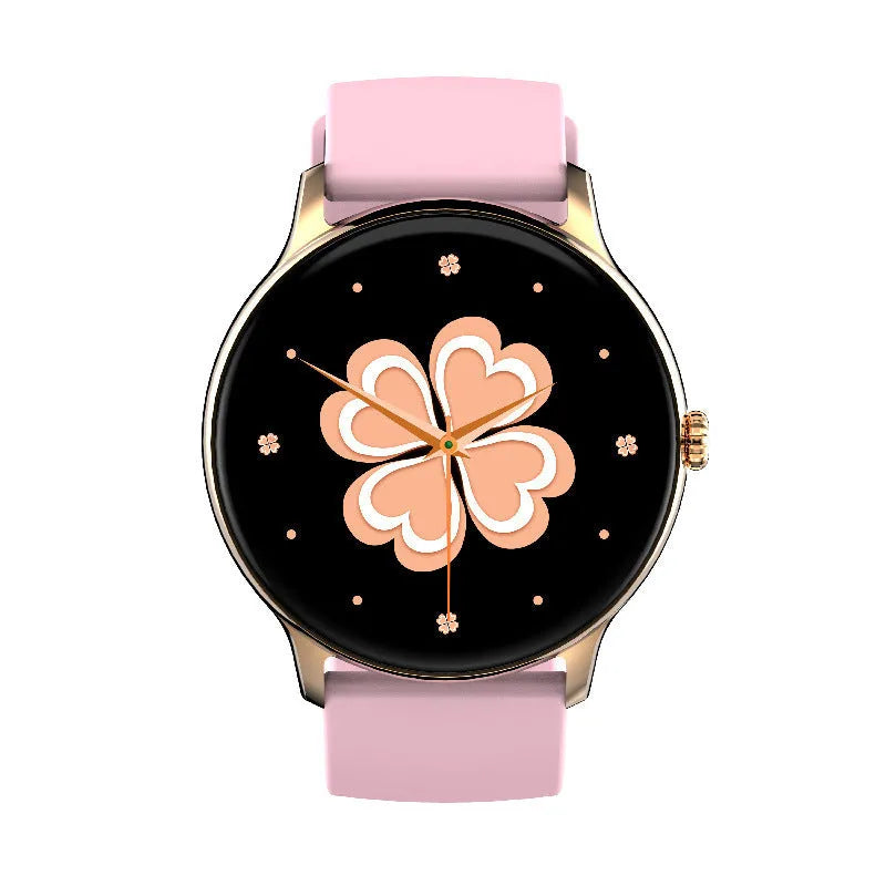 Circular smart sports watch with blood pressure monitoring on silicone wristband