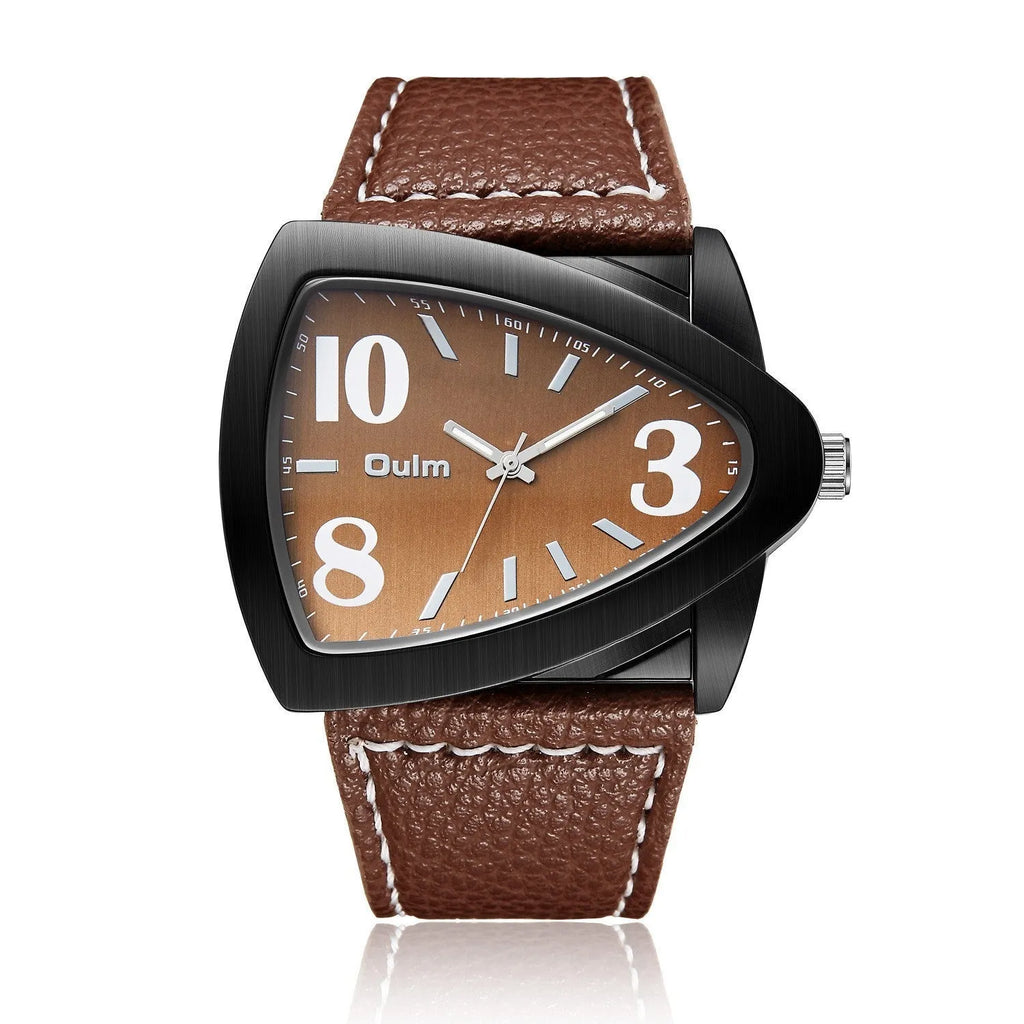Men's casual quartz watch with round dial and leather strap in choice of colours