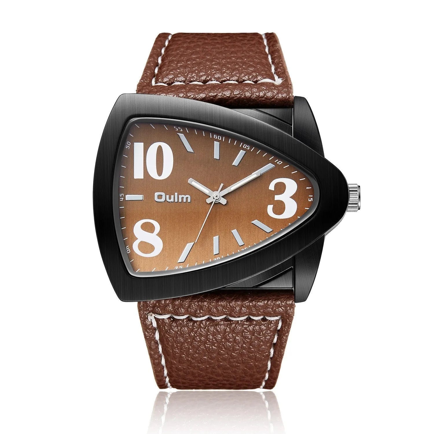 Men's casual quartz watch with round dial and leather strap in choice of colours