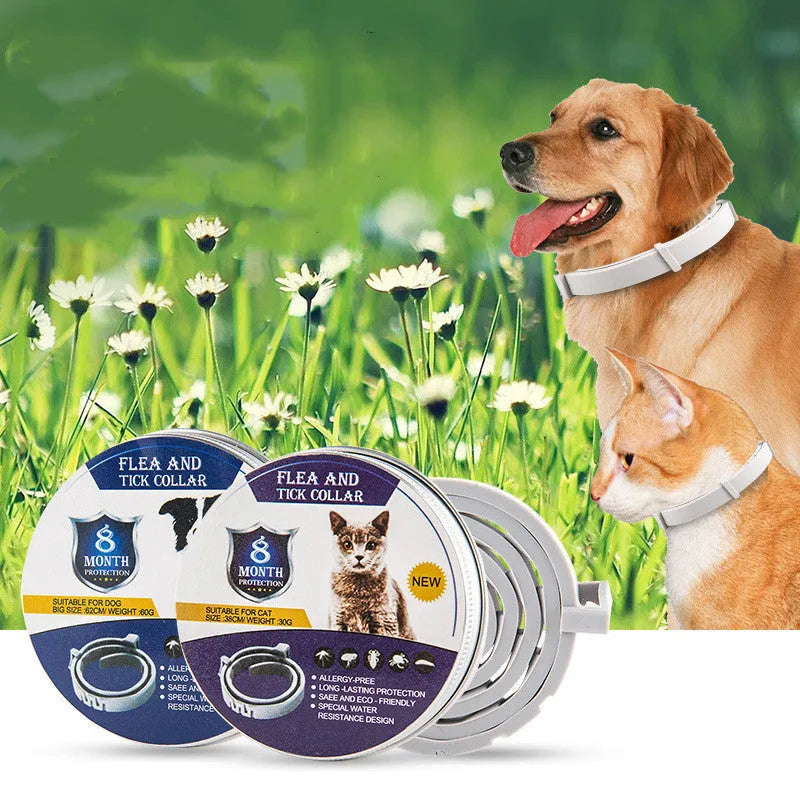Pet anti-mosquito collar for cat or dog, adjustable waterproof insect repellent in TPR silicone, 65cm dog and 38cm cat sizes