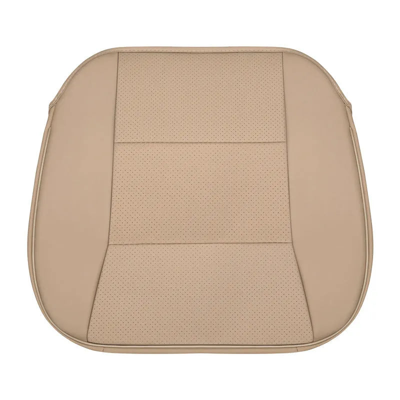 Car seat mat in beige with leather silk edge for front seat, fibre material