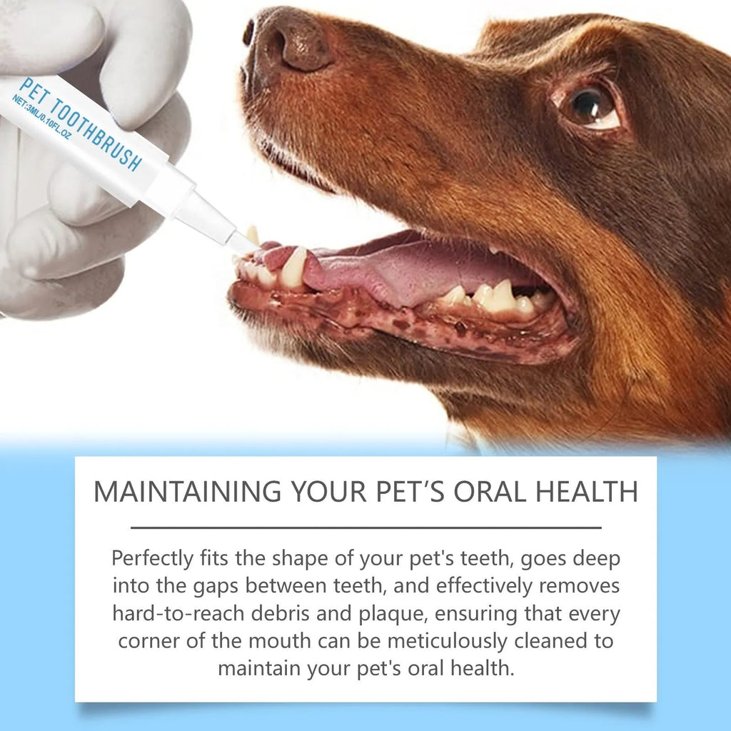 Soft Breath Care pet toothbrush pen with silicone bristles for cat and dog dental cleaning