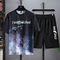 Men's polyester shorts suit summer set with short sleeves and matching shorts in light fabric