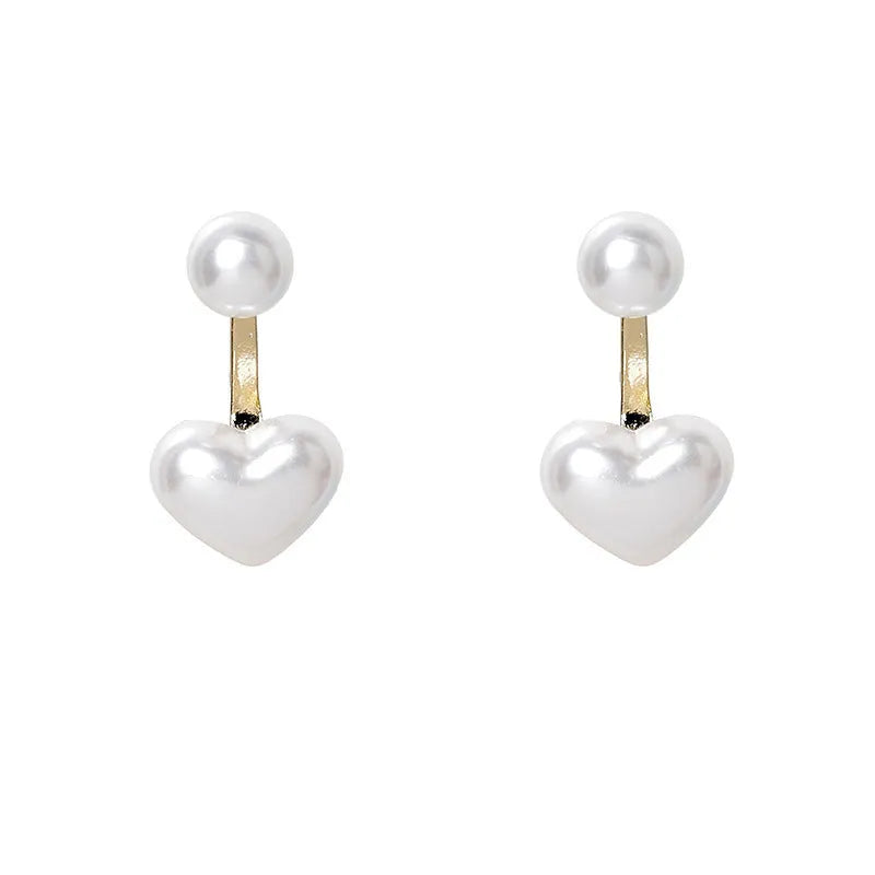 Korean style women's heart-shaped stud earrings with alloy construction and electroplating finish