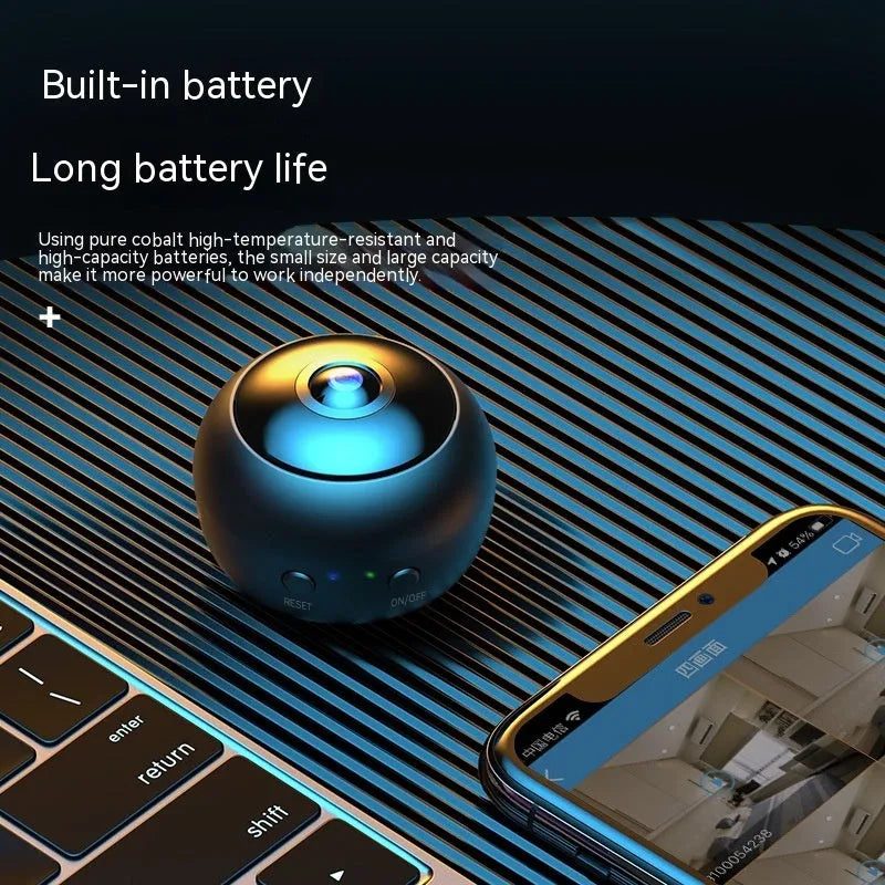 1080p wireless WIFI surveillance camera with ABS housing showing front lens and connection ports