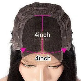 A woman wearing a Real Human Hair Lace Headgear with a 4x4 lace front in a long, straight style.