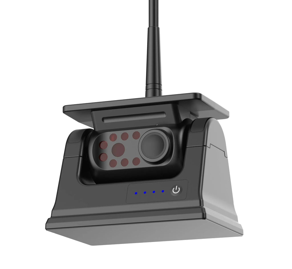 Solar wireless charging reversing camera with magnet suction mount and aluminium alloy shell