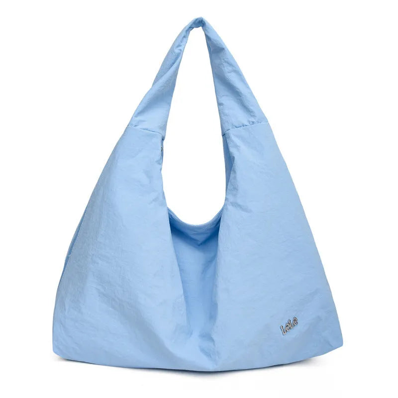 Women's heart-shaped nylon underarm bag in black, yellow, khaki and blue colour options