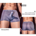 Men's striped boxer briefs in black colour showing vertical stripe design