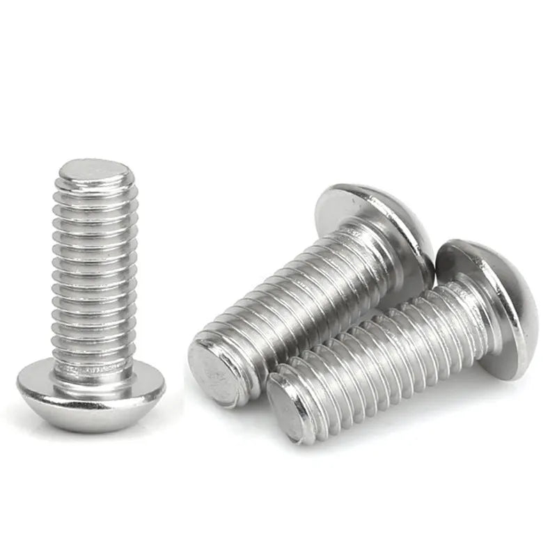 Stainless steel A2-70 half round pan head hexagon screw with whitewash finish